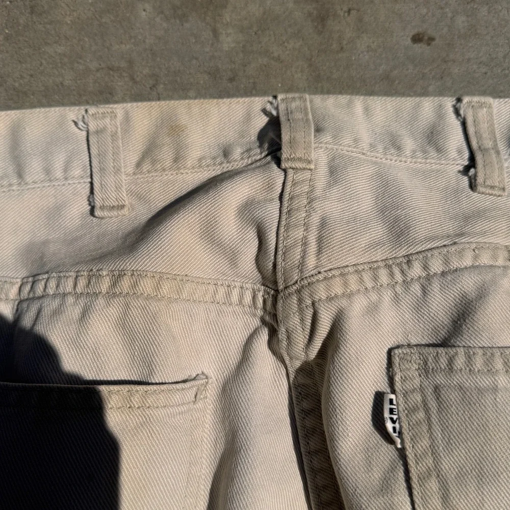 Vintage 60s Levis Big E White Tab Straight Leg Workwear Pants Cream white USA